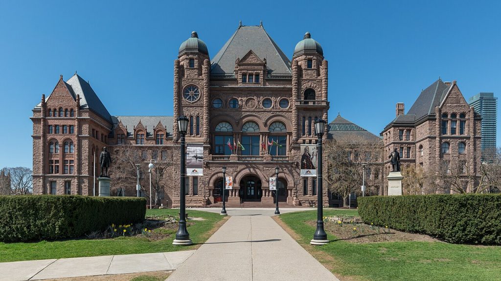 The Ontario Legislative Building in Toronto, photographed in 2017; one provincial legislature within Canada’s federal system.