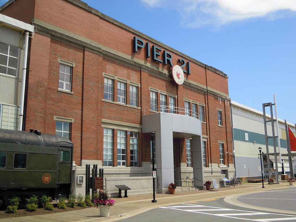 Pier 21 in Halifax, photographed in 2010; an illustration of immigration history, not a photograph of a 1947 citizenship ceremony.