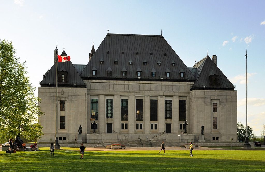 The Supreme Court of Canada building in Ottawa, photographed in 2009; an illustration of the judiciary, not a particular court proceeding.