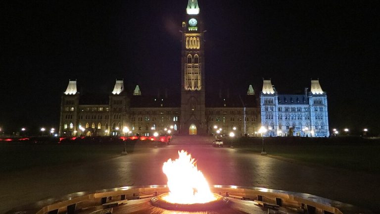 Parliament Hill, Ottawa, in a modern photograph; this is not a depiction of Confederation in 1867.