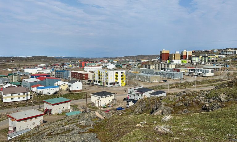 A modern view of Iqaluit, Nunavut; not a photograph of the territory’s creation in 1999.