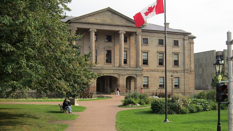 Province House in Charlottetown, Prince Edward Island; a modern photograph, not an image from 1873.