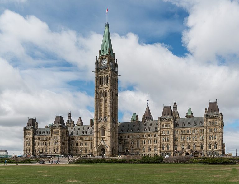 Centre Block on Parliament Hill in Ottawa, Canada’s capital; this photograph illustrates the city, not the historical selection of the capital.
