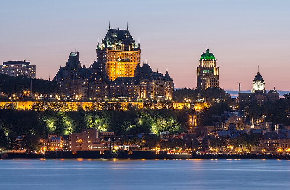 Québec City viewed from Lévis; a modern place illustration, not an image of the encounter described in the name’s history.