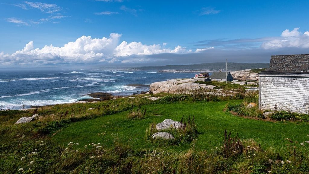 The coast of St. Margarets Bay at Peggy’s Cove, Nova Scotia, in 2024; one stretch of Atlantic shoreline, not the whole coastline.