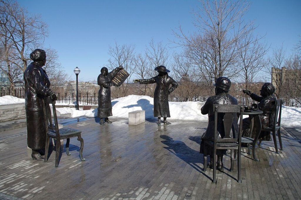 The “Women Are Persons!” monument on Parliament Hill, Ottawa, honouring the five women; a modern sculpture photographed in 2009, not a historical image.