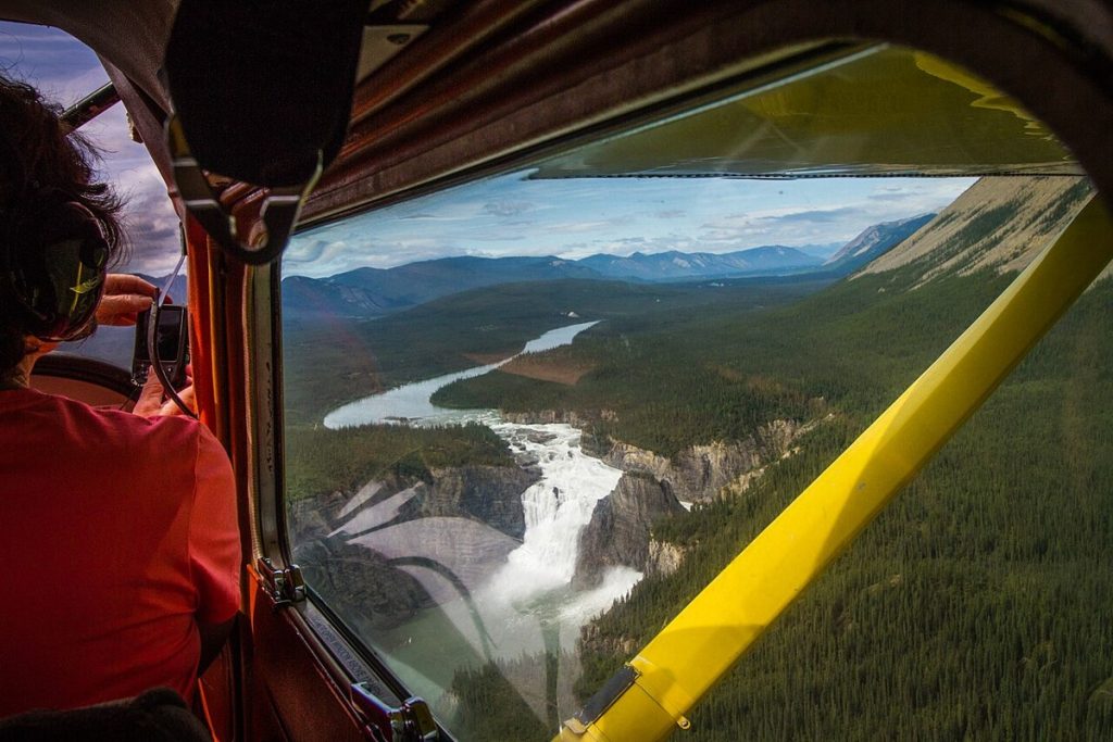 Náįlįcho (Virginia Falls) on the South Nahanni River, photographed from a small plane in 2019.