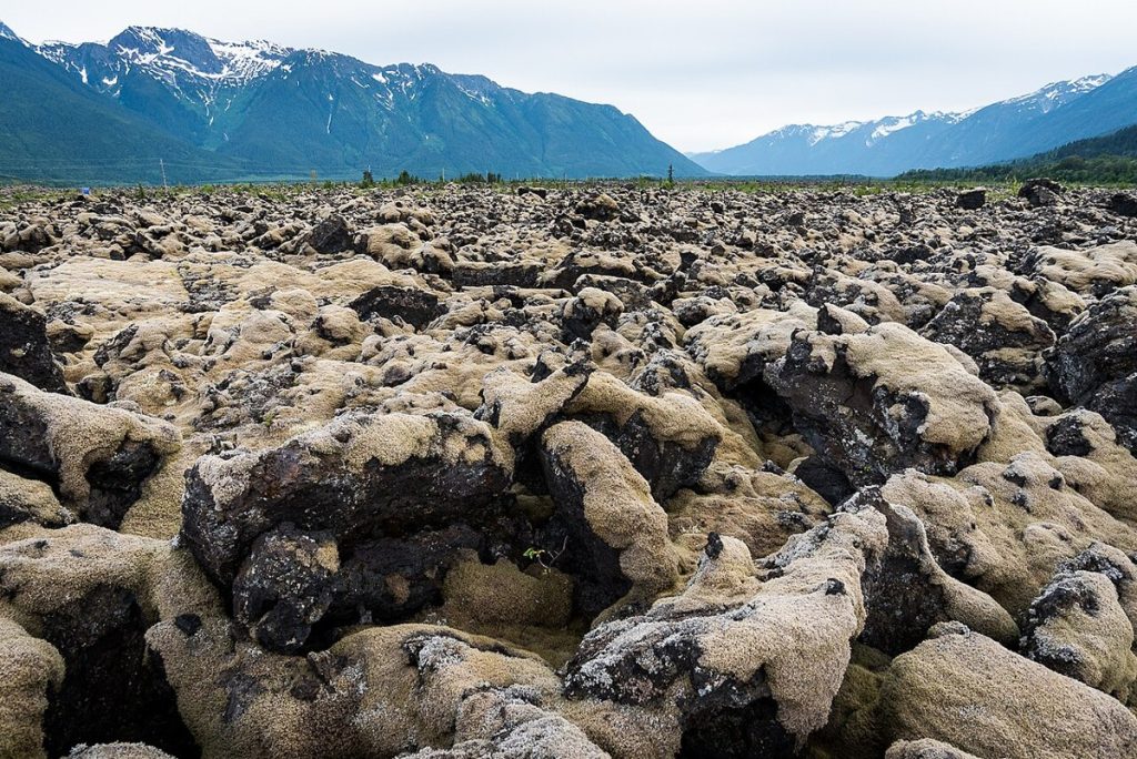 Lava beds in the Nass Valley, British Columbia, photographed in 2017; a landscape in the region, not a depiction of the treaty.