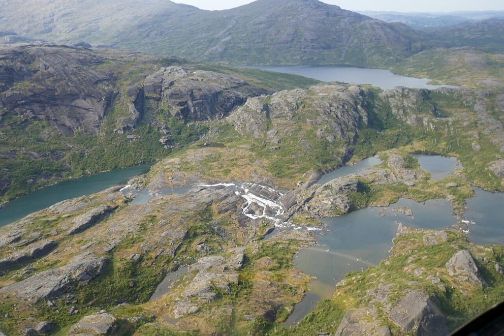 An aerial view of the Mealy Mountains in Labrador.