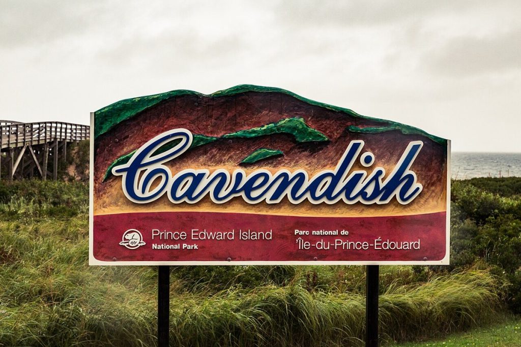 A Cavendish entrance sign at Prince Edward Island National Park.