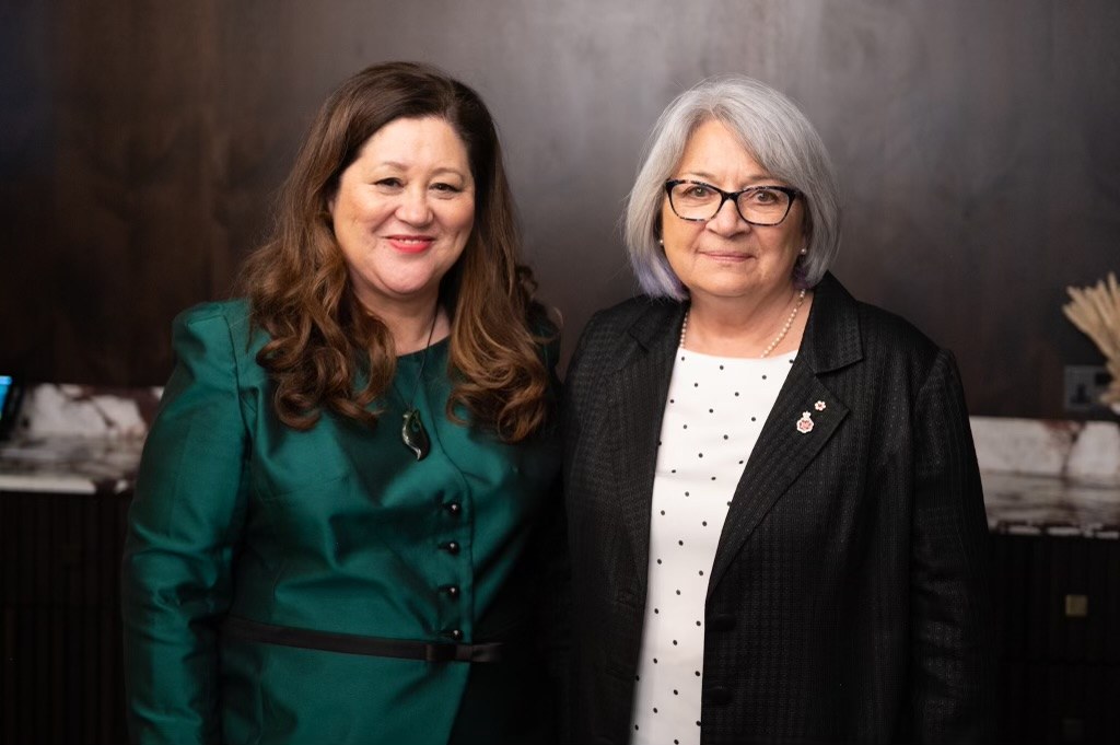 Dame Cindy Kiro, Governor-General of New Zealand, meets Mary Simon during the Platinum Jubilee, June 3, 2022.