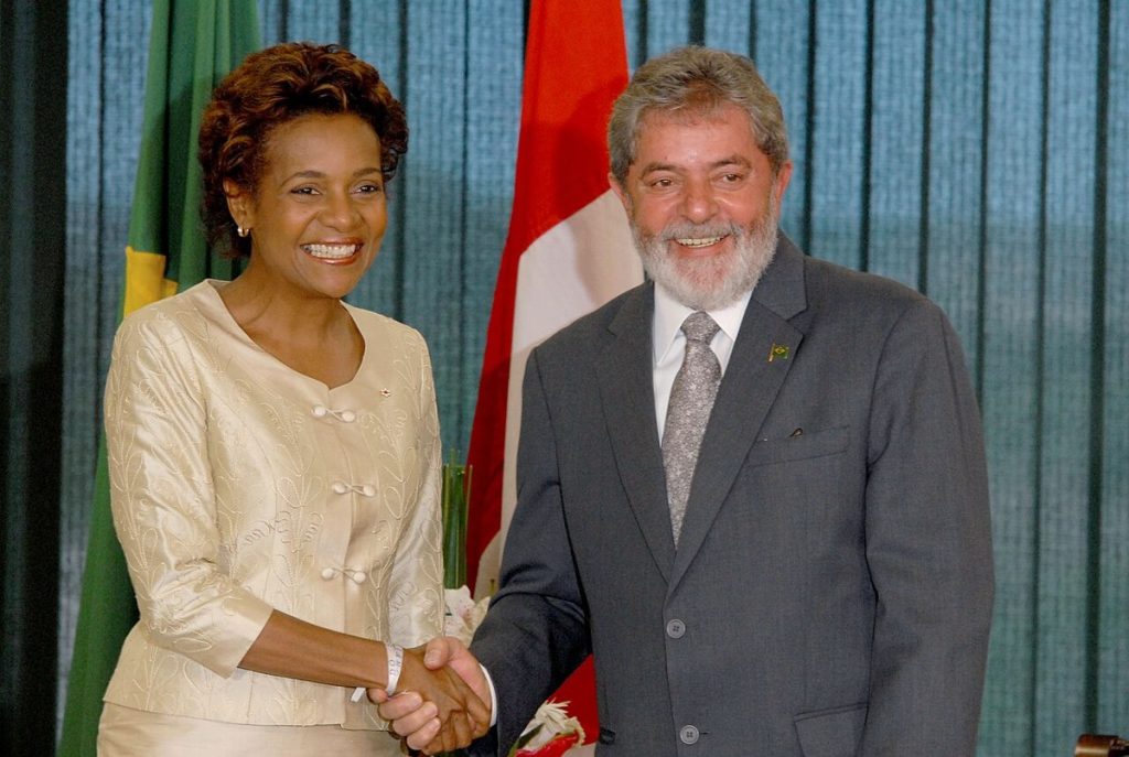 President Luiz Inácio Lula da Silva receives Michaëlle Jean in Brasília, July 2007 (Agência Brasil).