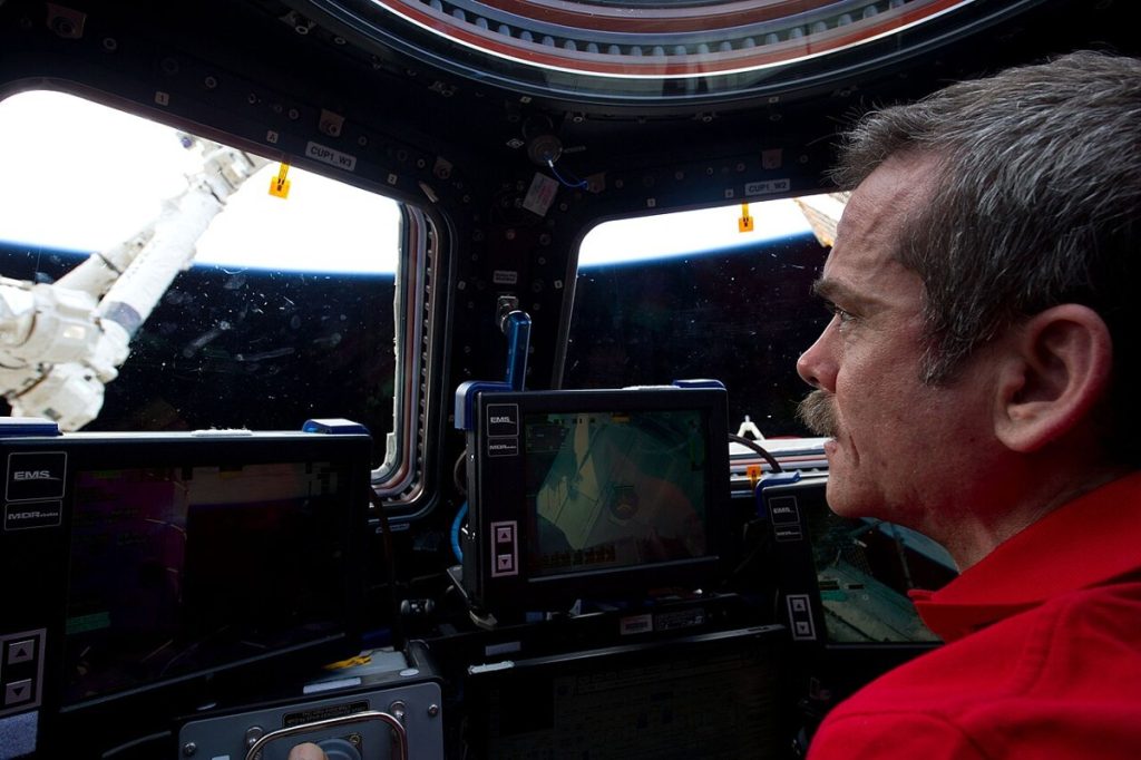 Chris Hadfield inside the Cupola of the International Space Station in February 2013 (NASA photograph).