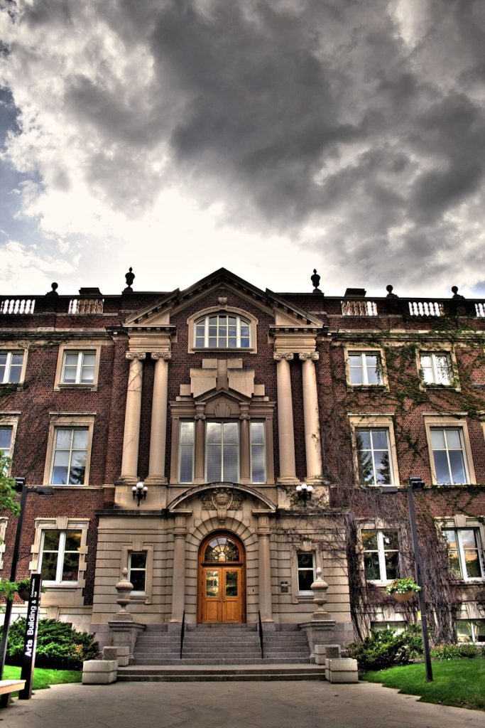 Entrance to the Arts Building and Convocation Hall, University of Alberta, Edmonton.