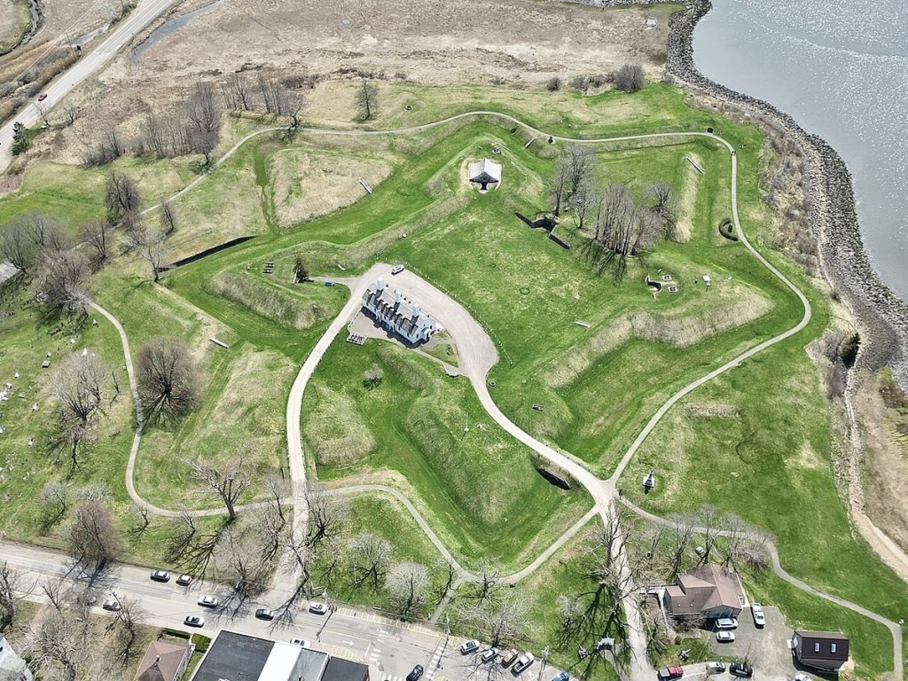 Fort Anne National Historic Site at Annapolis Royal, Nova Scotia, from a drone in 2023.