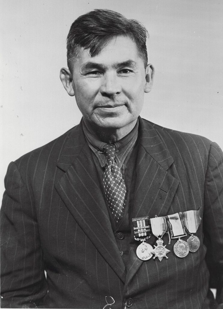 Francis Pegahmagabow in 1945, at a conference in Ottawa, photographed by Marius Barbeau.