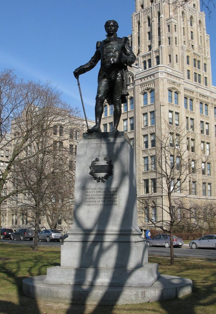 The statue of John Graves Simcoe at Queen’s Park, Toronto, photographed in 2008.