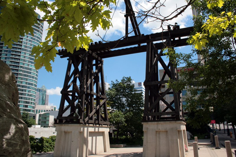 The Memorial to Commemorate the Chinese Railroad Workers in Canada, Toronto, by Eldon Garnet and Francis LeBouthillier, photographed in 2008.
