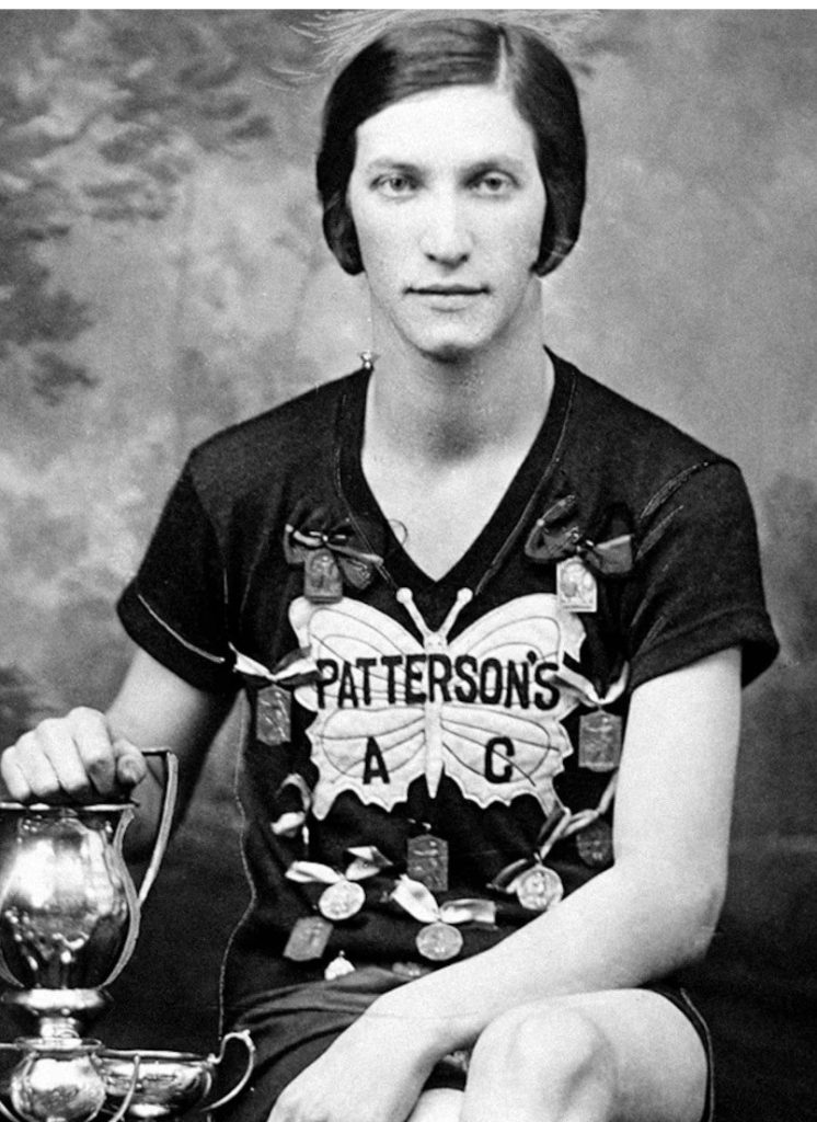 Bobbie Rosenfeld with trophies and medals, around 1928.