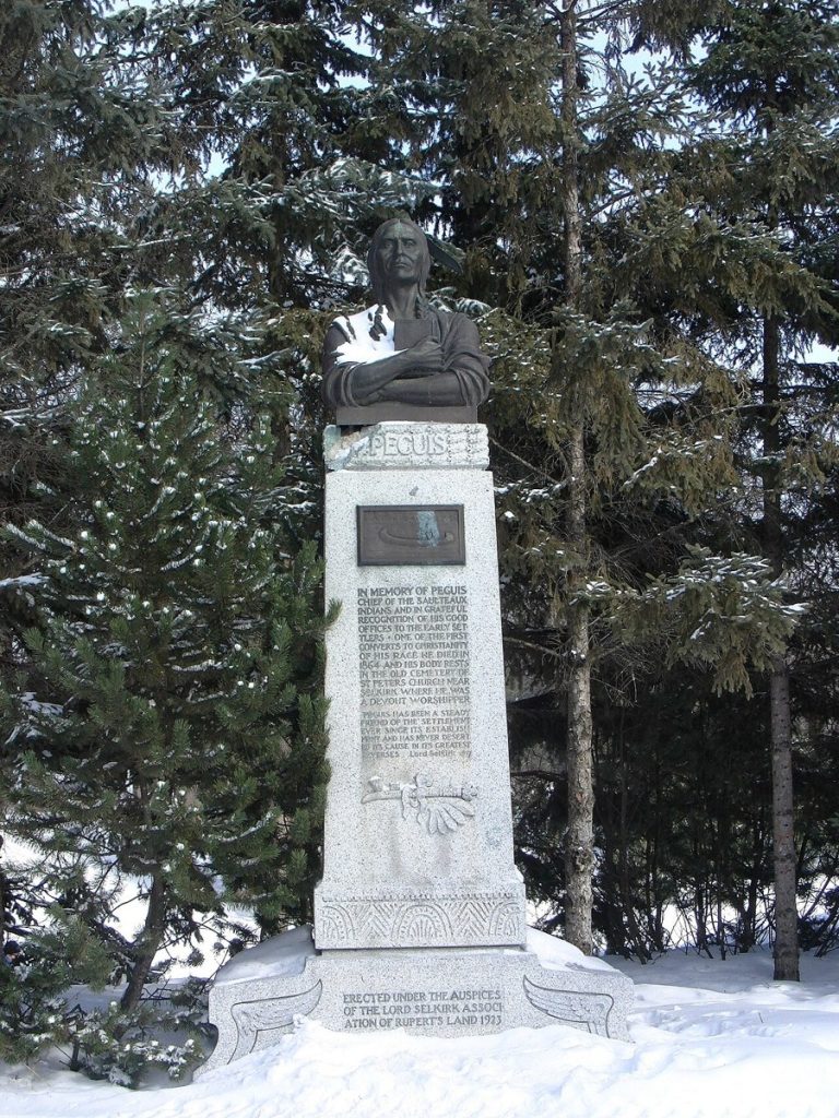 The Peguis monument in Kildonan Park, Winnipeg, erected in 1923, photographed in 2011.