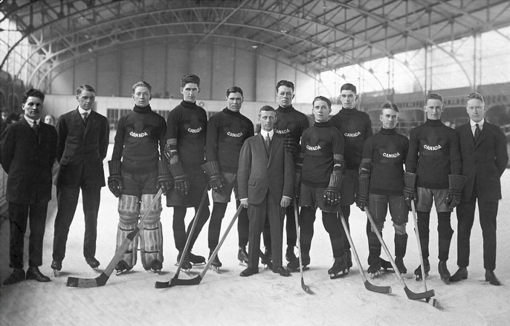 The Winnipeg Falcons team at the 1920 Summer Olympics in Antwerp.
