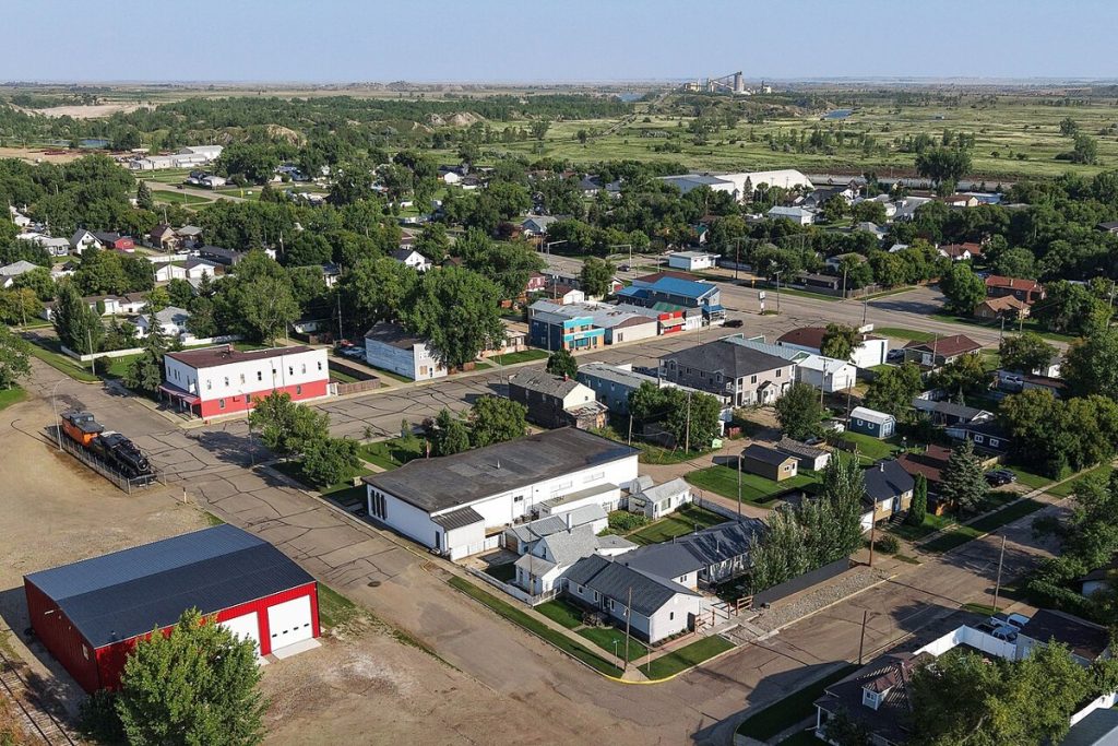 Bienfait, Saskatchewan, from the air in 2026.