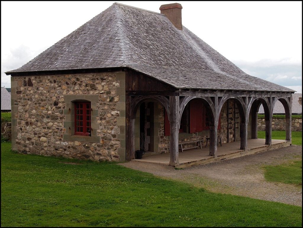 A reconstructed building at the Fortress of Louisbourg, Nova Scotia, photographed in 2016.
