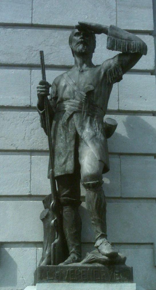 Statue of La Vérendrye on the façade of the Parliament Building, Québec City.