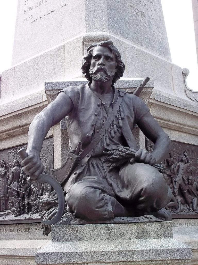 Charles Le Moyne on the Maisonneuve Monument, Place d’Armes, Montréal.
