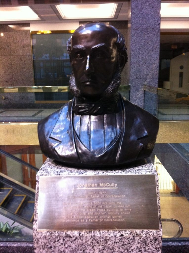 Statue of Jonathan McCully by Peter Bustin, Founders Square, Halifax.